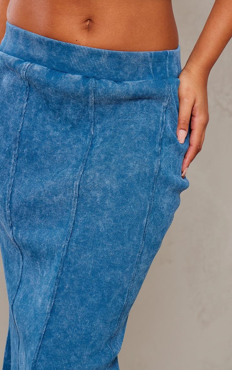 Steel Blue Acid Wash Rib Flippy Maxi Skirt Product Image