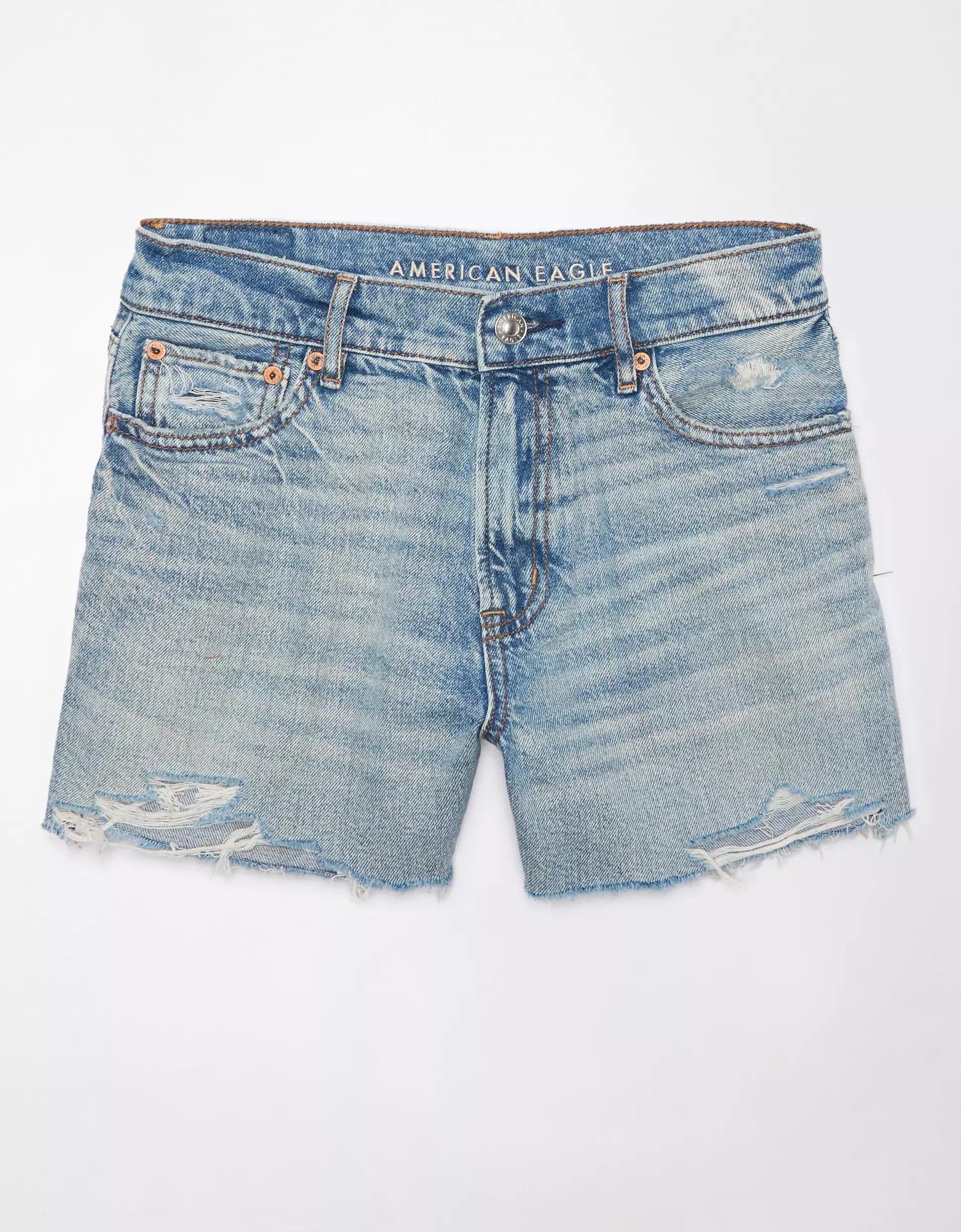 AE Strigid Super High-Waisted Relaxed Ripped Denim Short Product Image