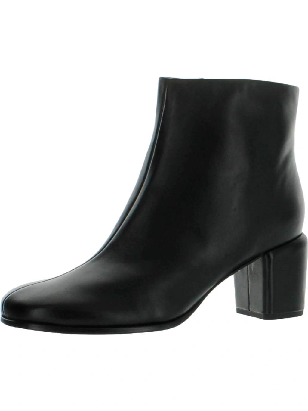 VINCE Maggie Womens Leather Square Toe Ankle Boots In Black Product Image