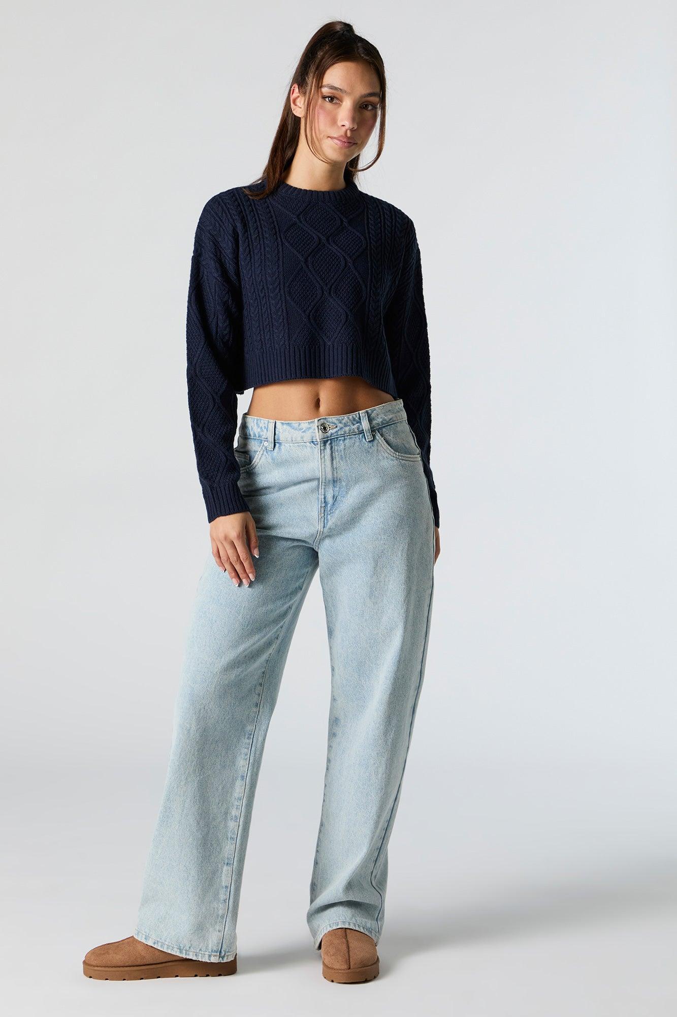 Cable Knit Cropped Sweater Female Product Image