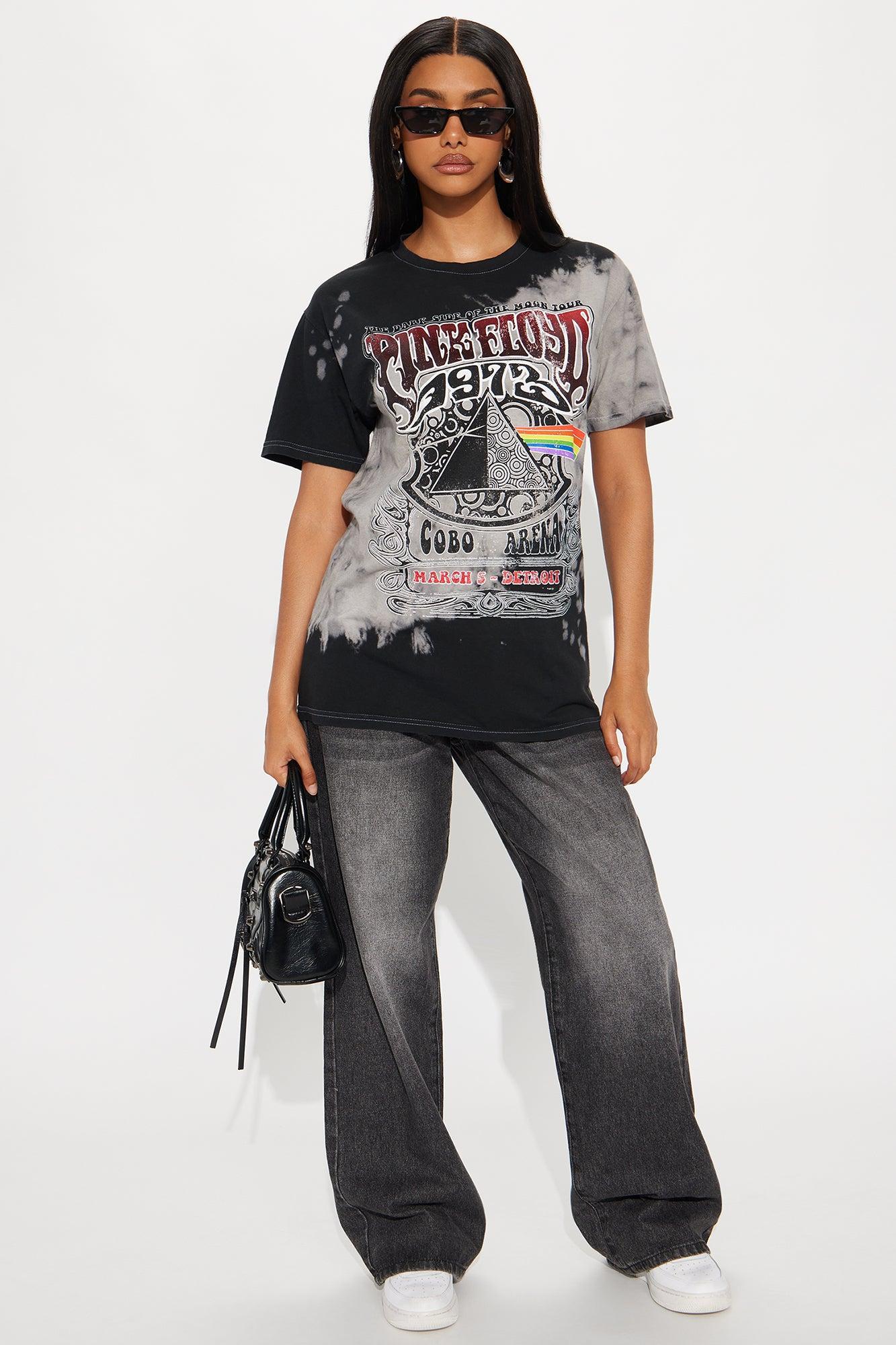 Pink Floyd Bleach Tie Dye Oversized Tee - Black Female Product Image