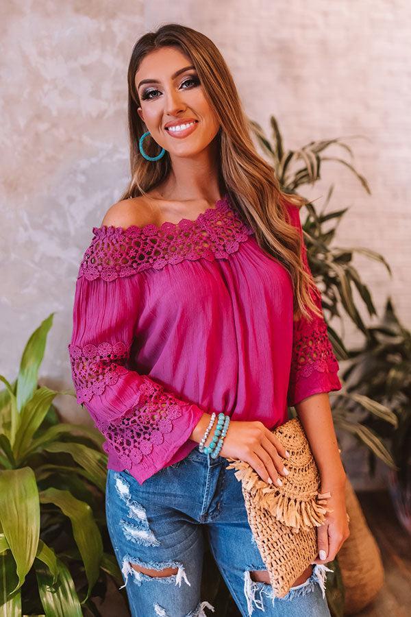 Party In My Cabana Crochet Top In Berry Product Image