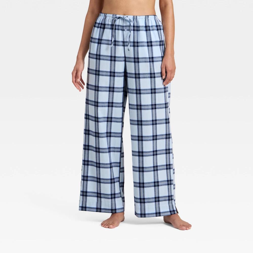 Women's Flannel Wide Leg Pajama Pants - Wild Fable™ Purple Stripe 1X Product Image