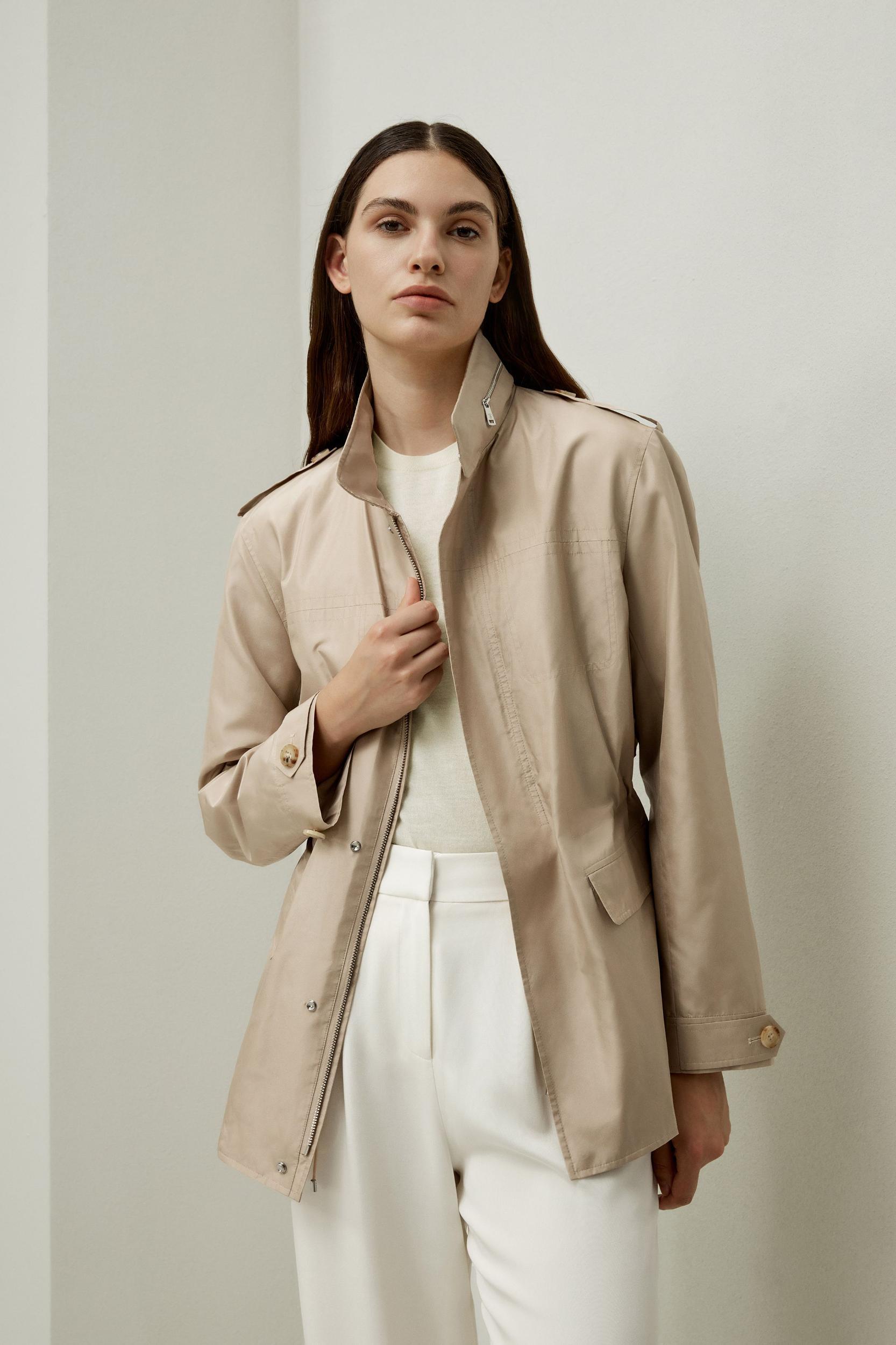 LILYSILK Womens Functional Silk Jacket - Navy Blue 100% High-Quality Silk - Ultimate Luxury Drawstring Waist Jacket Product Image