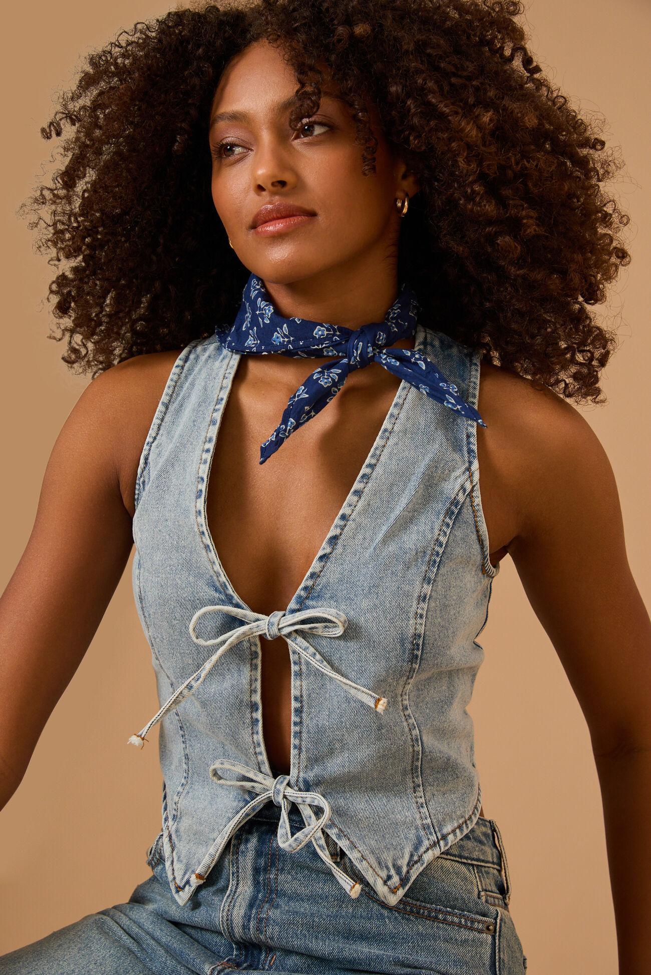 Tessa Tie Front Denim Vest Product Image