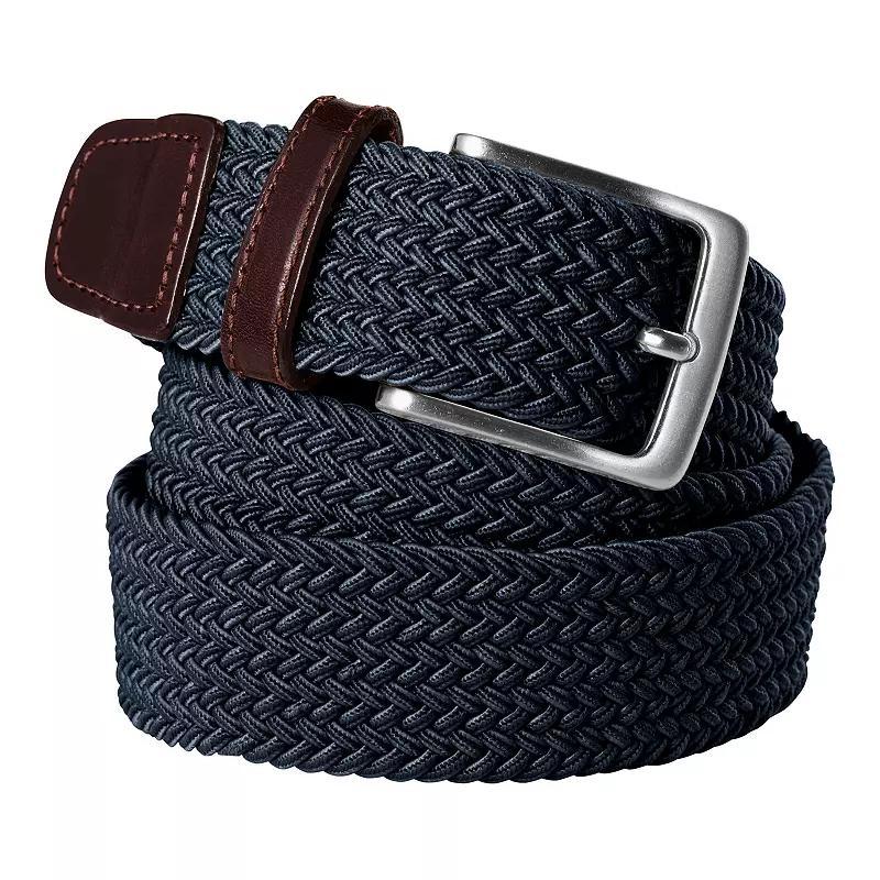 Mens Lands End Elastic Braid Leather Trim Belt Radiant Blue Product Image