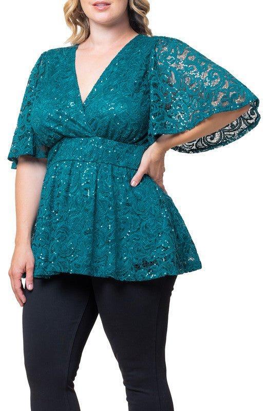 Stardust Sequin Lace Top - Plus Product Image