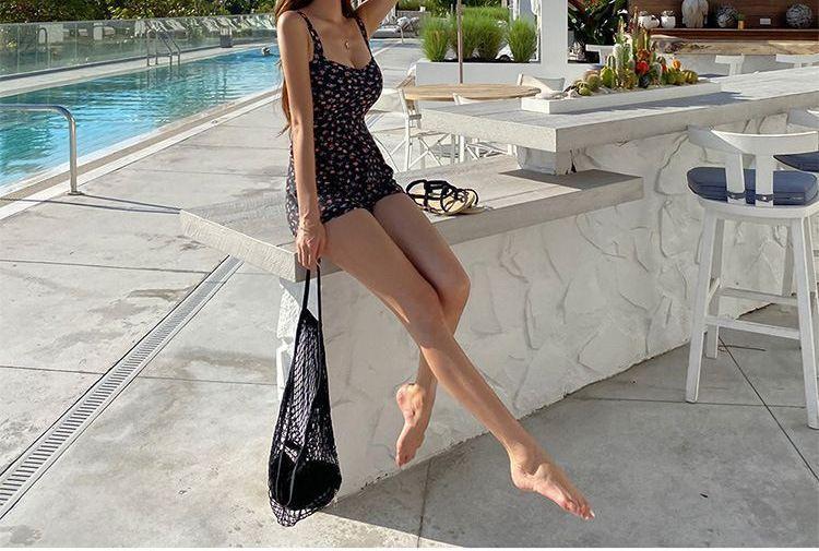 Flower Print Open Back Swimdress Product Image