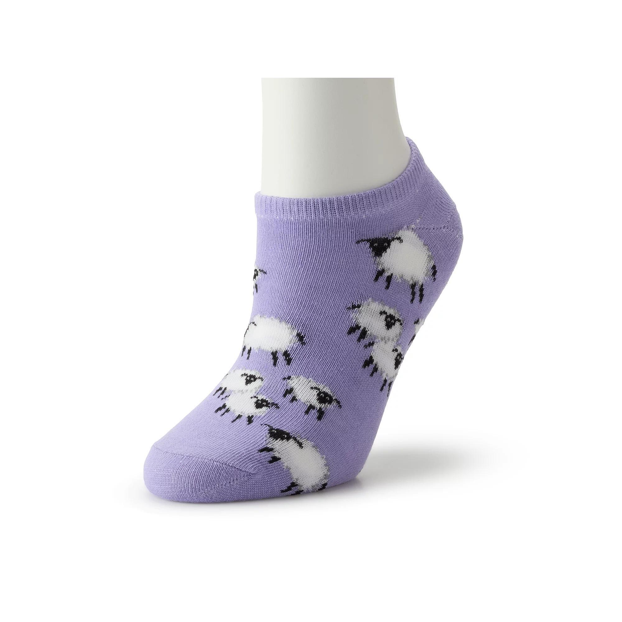 Womens Patterned No Show Socks Purple Product Image