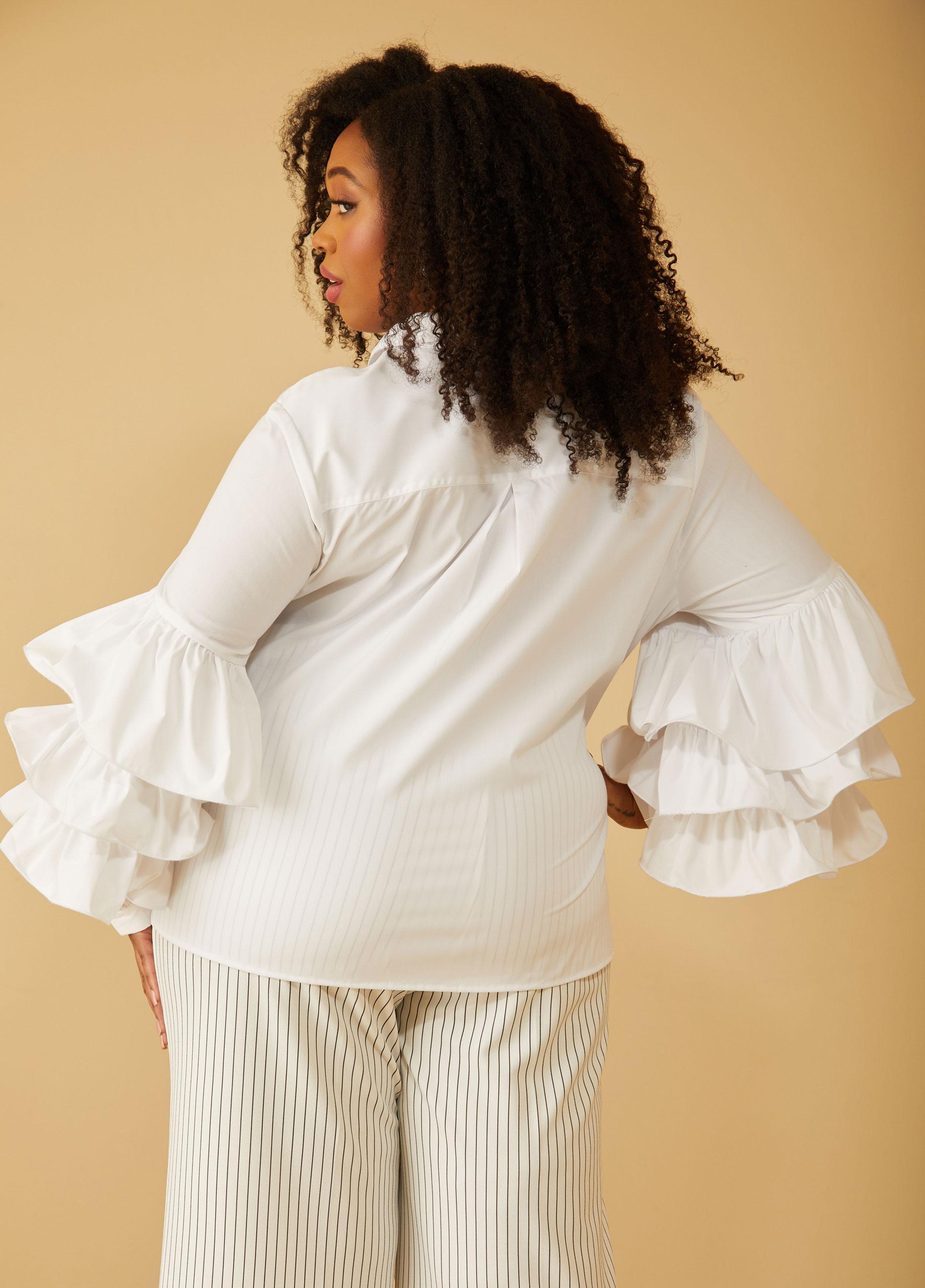 Tiered Ruffled Poplin Shirt Product Image