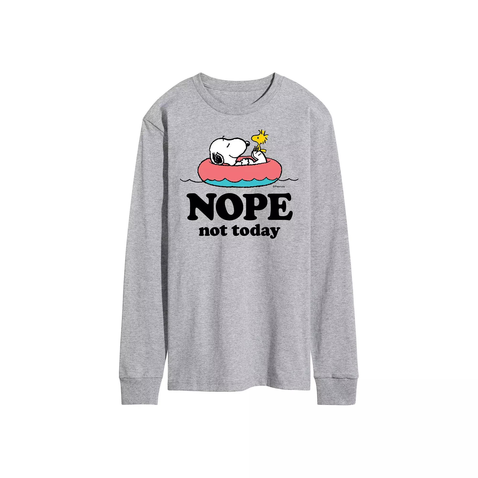 Men's Peanuts Nope Not Today Long Sleeve Graphic Tee,  Product Image