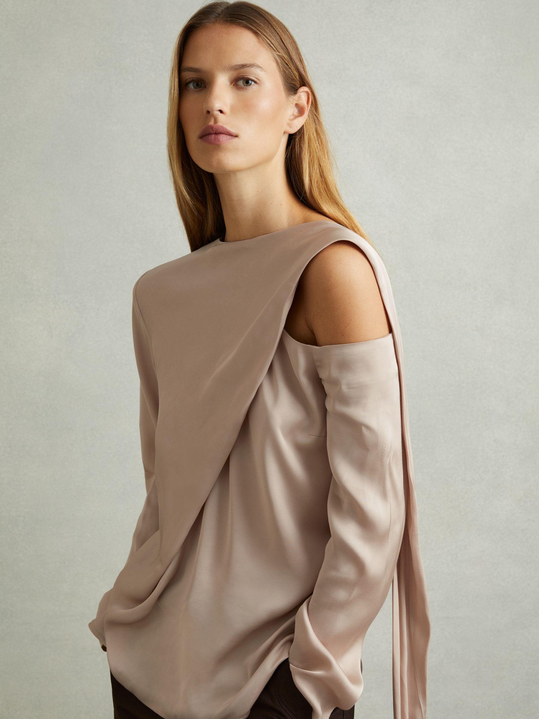 Off-The-Shoulder Drape Top in Blush Product Image