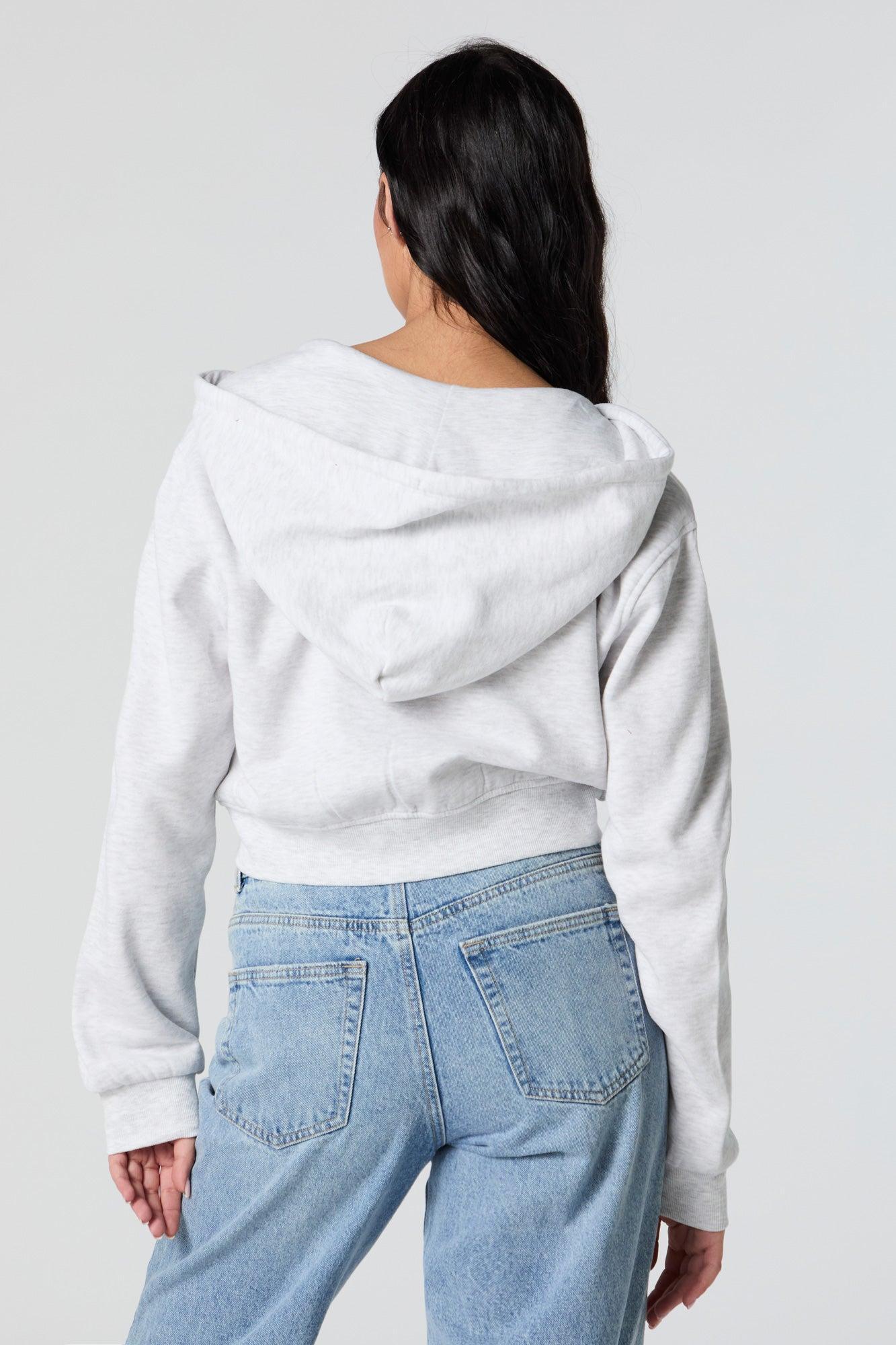 Soft Fleece Zip-Up Cropped Hoodie Female Product Image