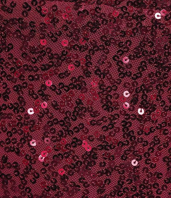 B. Darlin Sequin Cowl Neck Cross Back Side Slit Long Dress Product Image