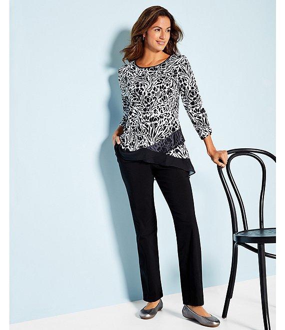 Allison Daley Petite Size Stretch Pull-On Straight Leg Pants Product Image