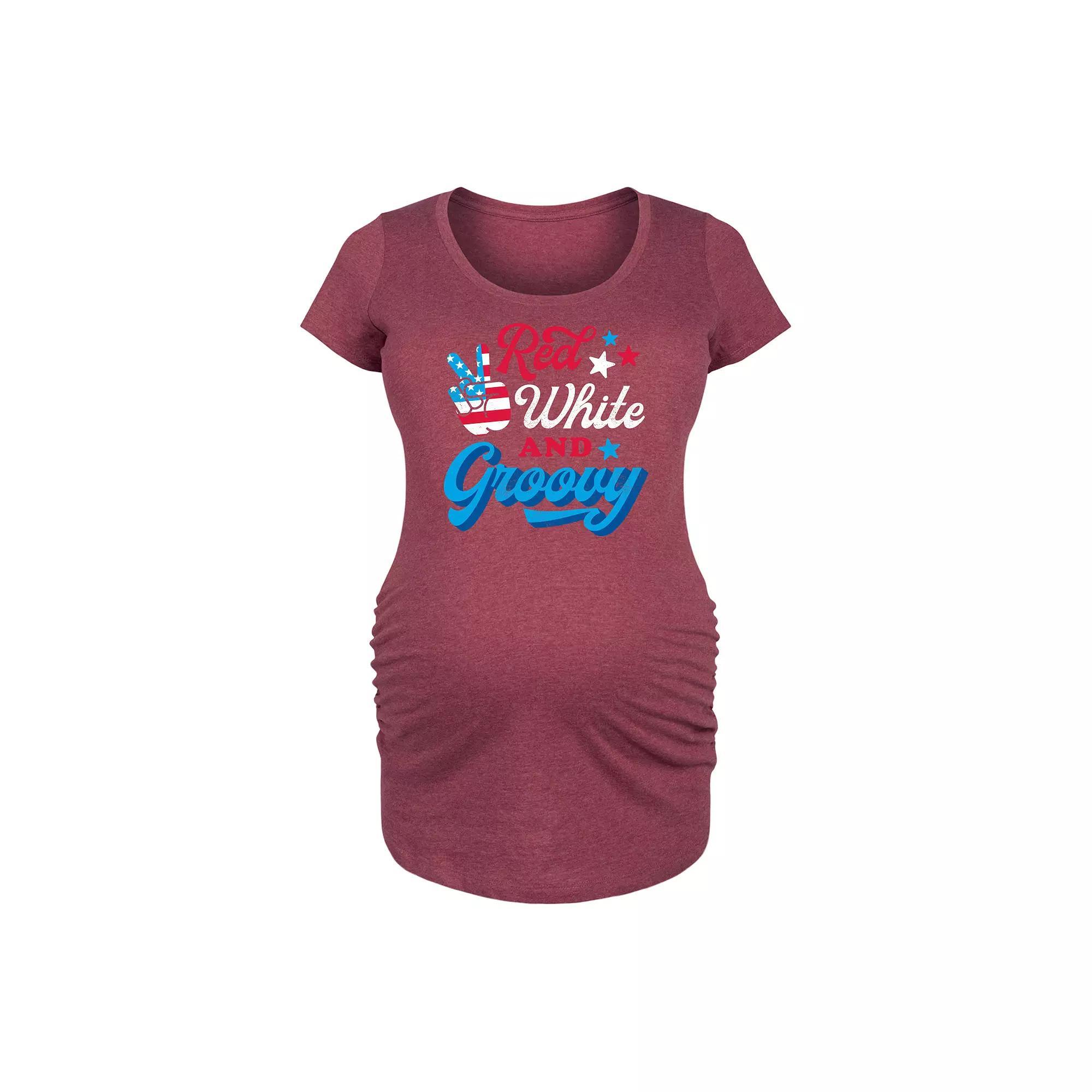 Maternity Red White And Groovy Graphic Tee, Women's,  Product Image
