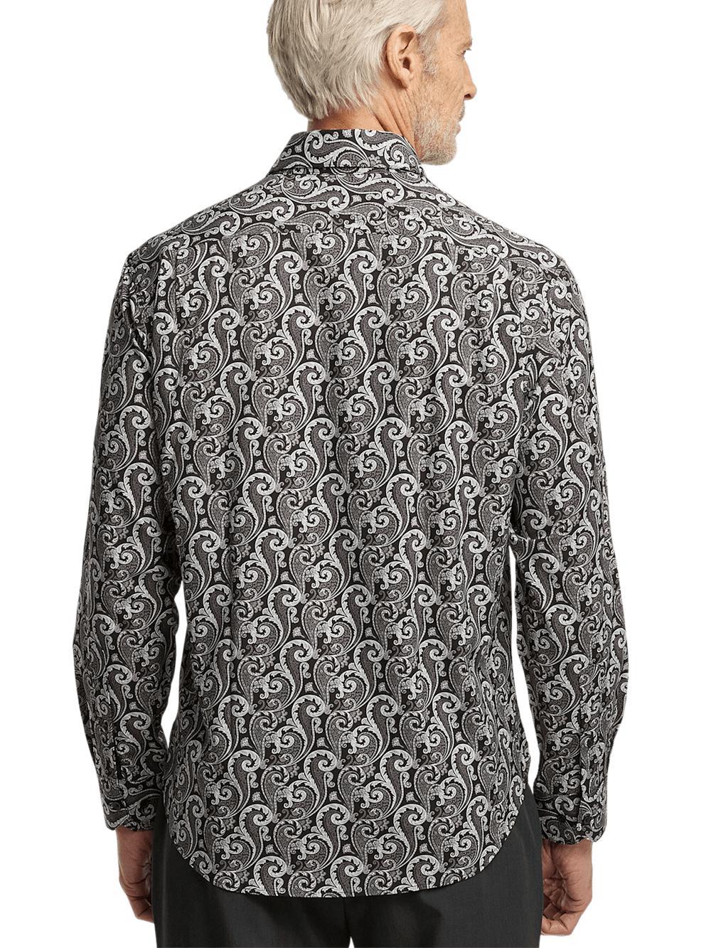 Performance Stretch Paisley Casual Shirt - Black/grey Product Image