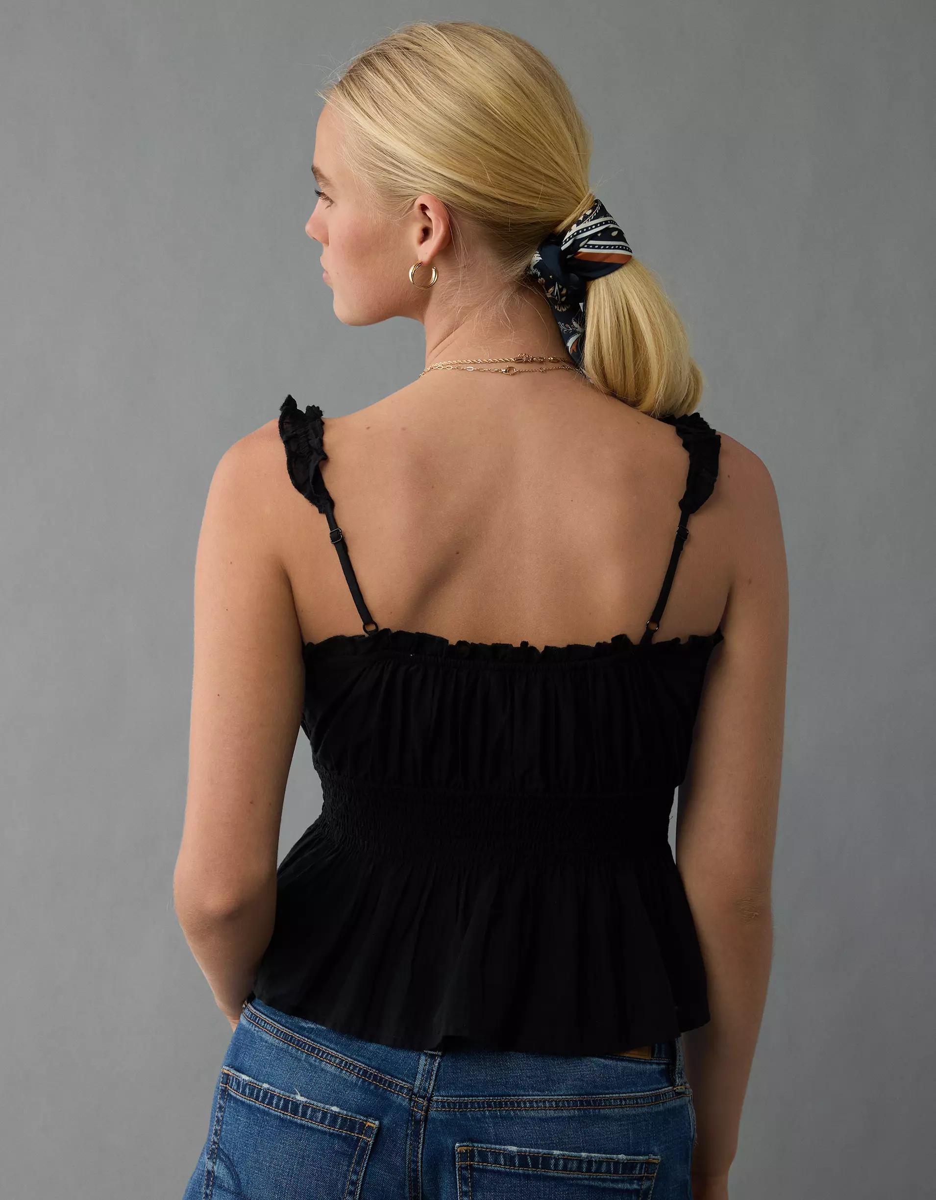 AE Ruched Lace Tank Top Product Image