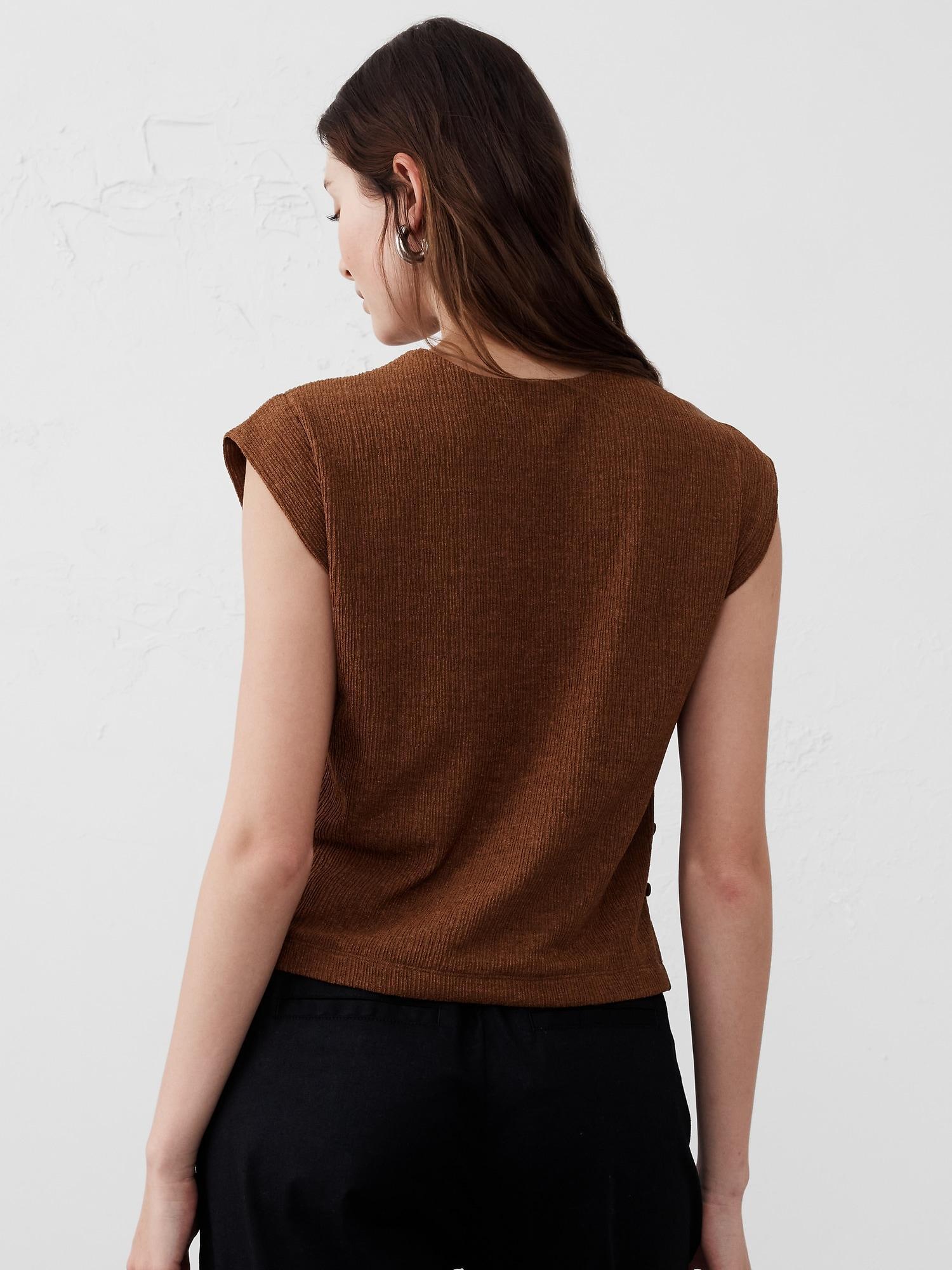 Crepe Jacquard Side-Button Top Product Image