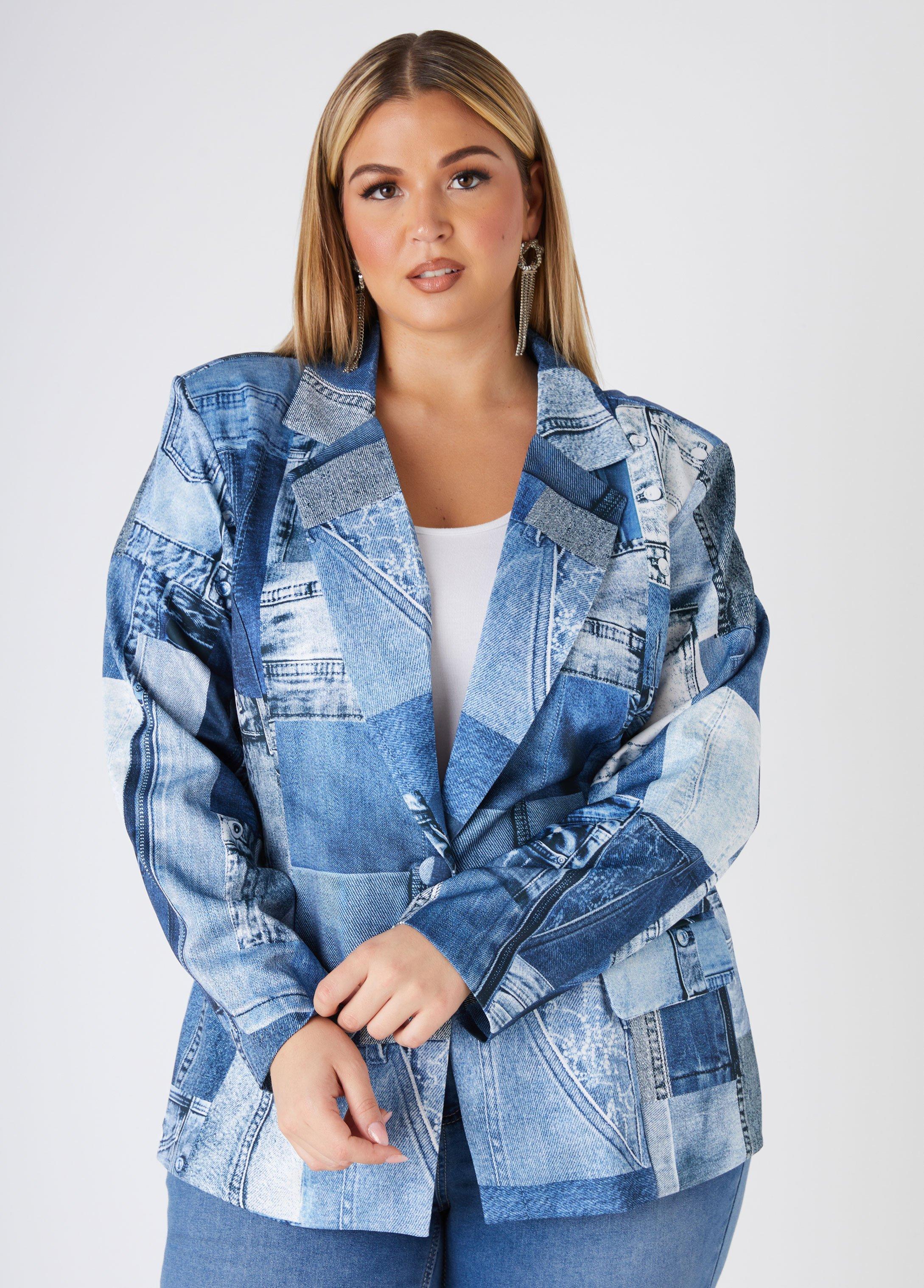 Denim Print Blazer Product Image