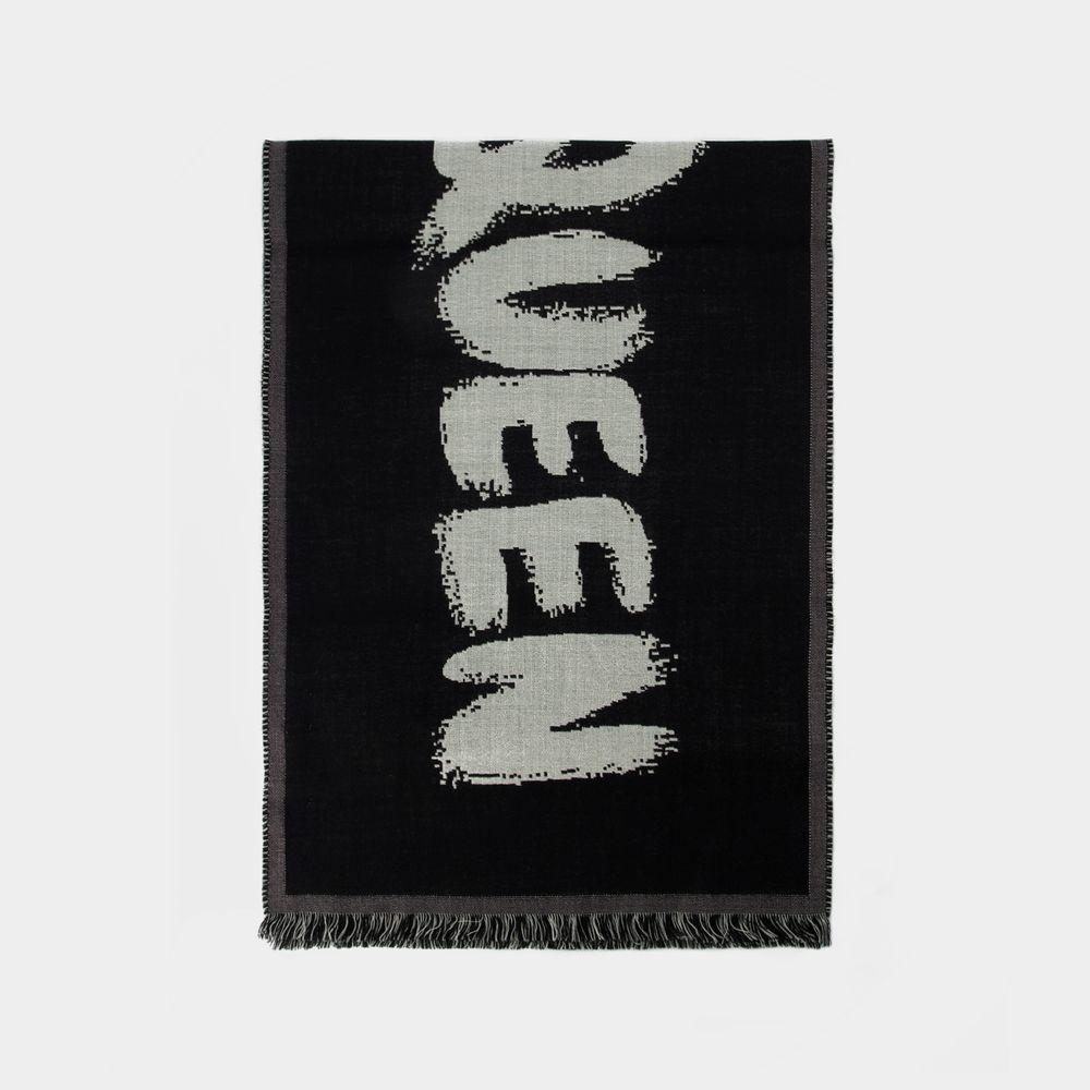 Men's Mcqueen Graffiti Oversized Scarf In Black Product Image