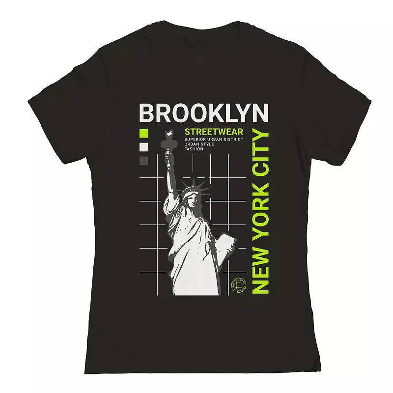 Junior's Brooklyn Statue NYC Graphic Tee, Women's, Size: Medium, Black Product Image