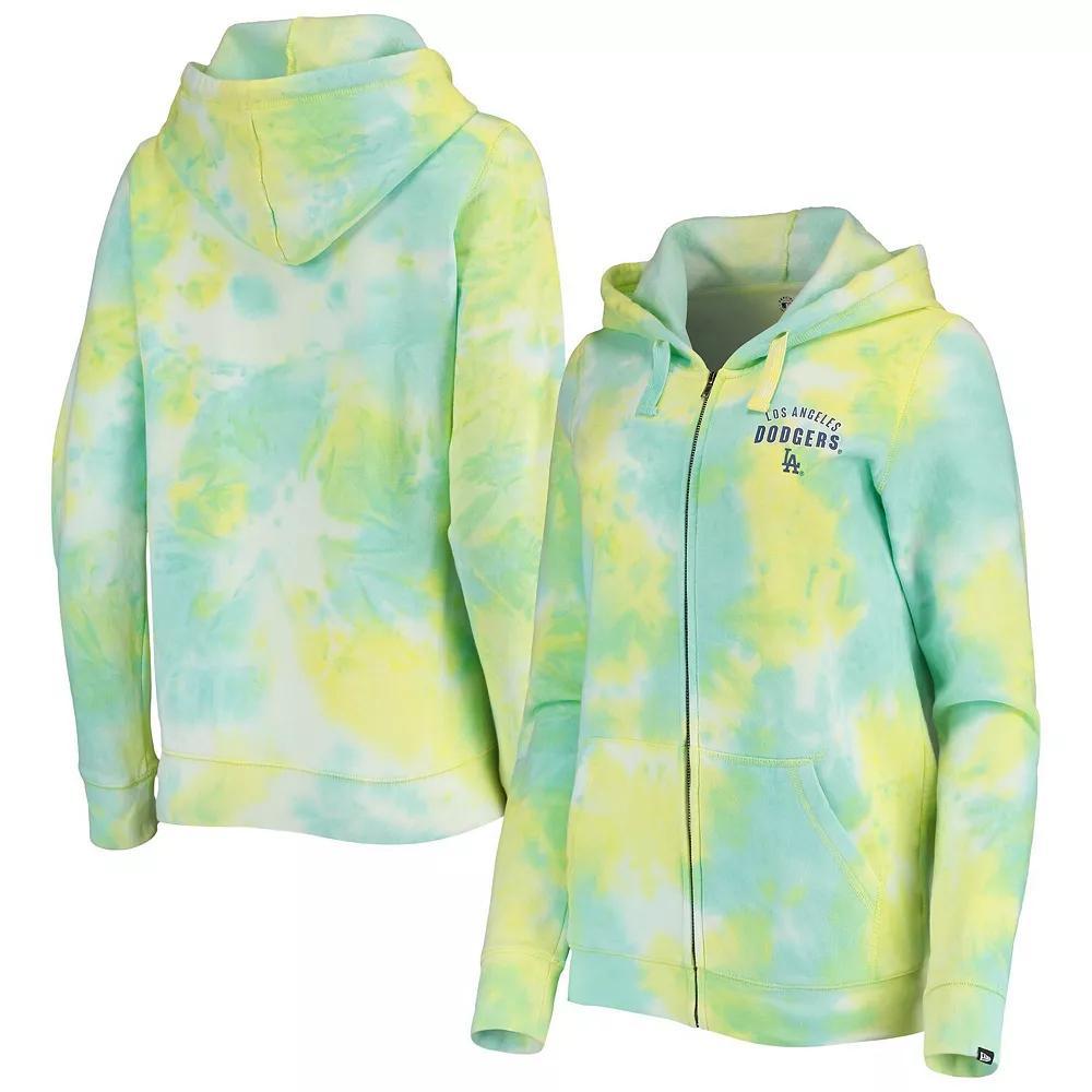 Women's New Era White Los Angeles Dodgers Tie-Dye Full-Zip Hoodie,  Product Image