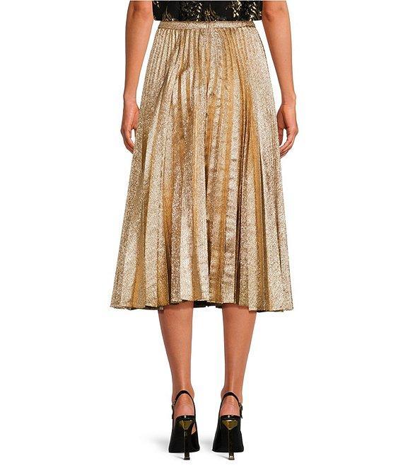 Trina Turk Faye Luminary Metallic Pleated Midi Skirt Product Image