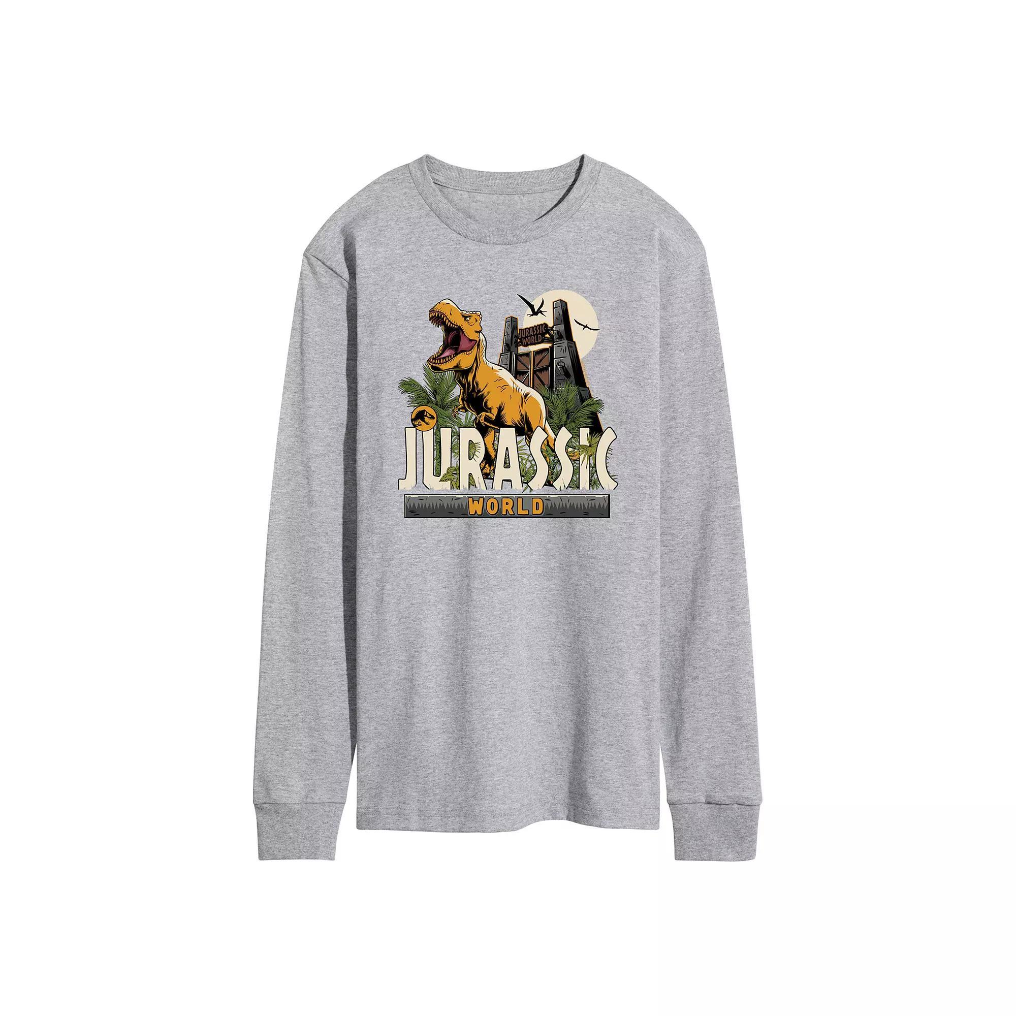 Men's Jurassic World T Rex Long Sleeve Graphic Tee, Size: Large, Blue Product Image