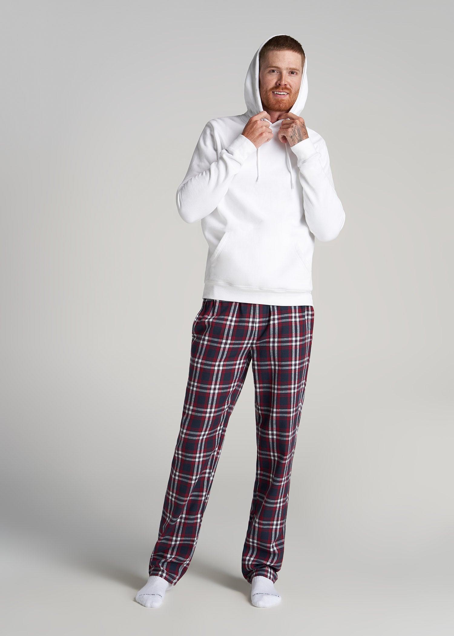 Plaid Pajama Pants for Tall Men in Navy & Red Tartan Product Image