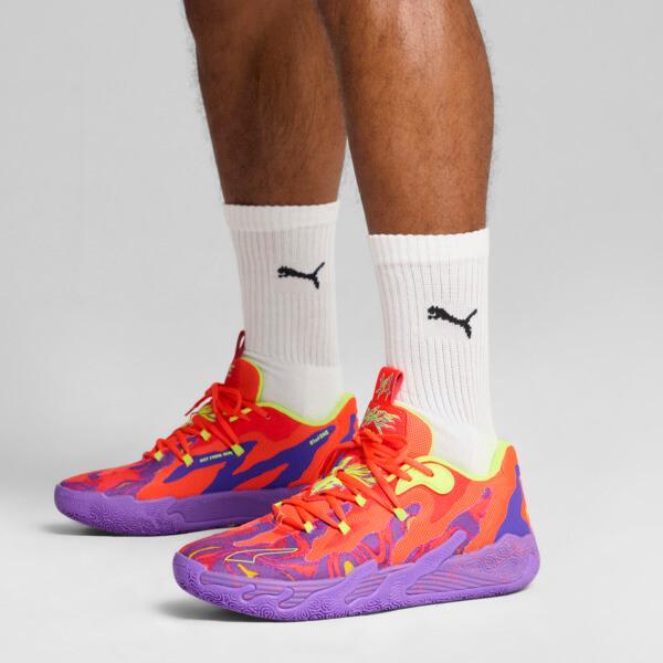 PUMA x LAMELO BALL MB.03 Lo Lava Mens Basketball Shoes in Purple Glimmer/Red Blast Product Image