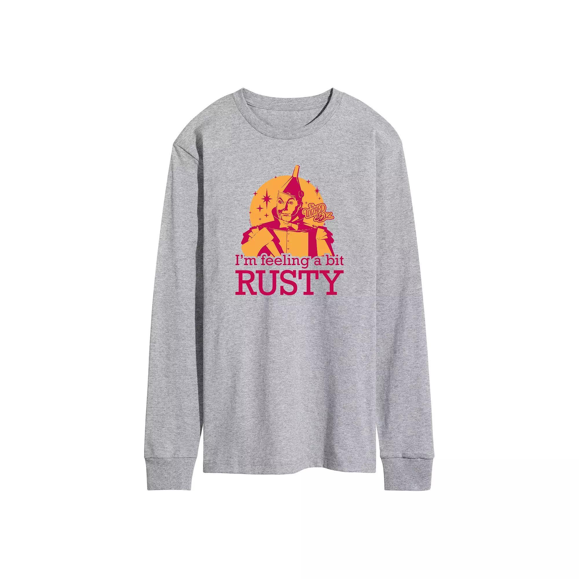 Men's Wizard of Oz A Bit Rusty Long Sleeve Graphic Tee, Size: Medium, Grey Gray Product Image