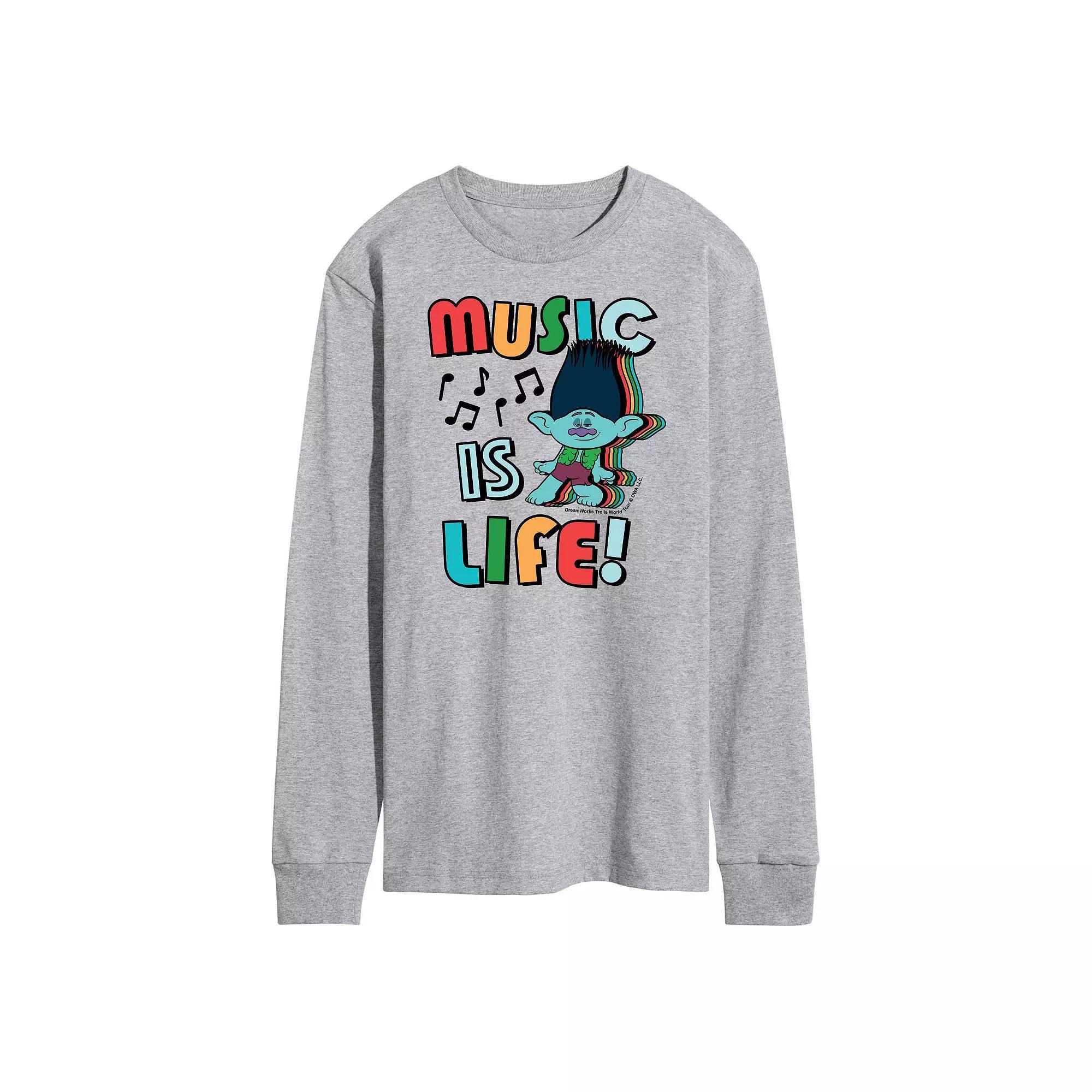 Men's Trolls Music Is Life Long Sleeve Tee,  Product Image