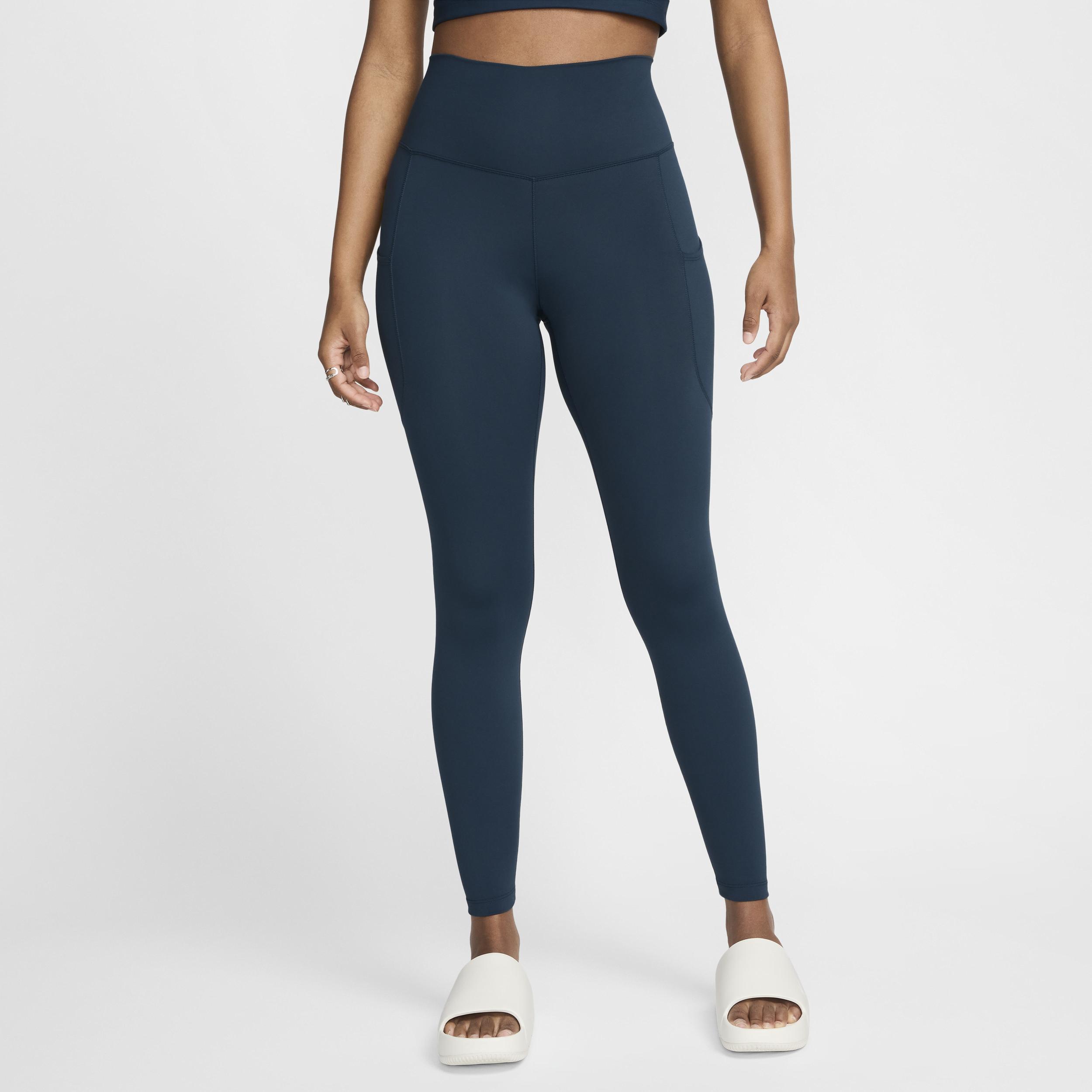 Women's Nike One Pocketed High-Waisted 7/8 Ankle Leggings, Size: Large, Armory Blue Product Image