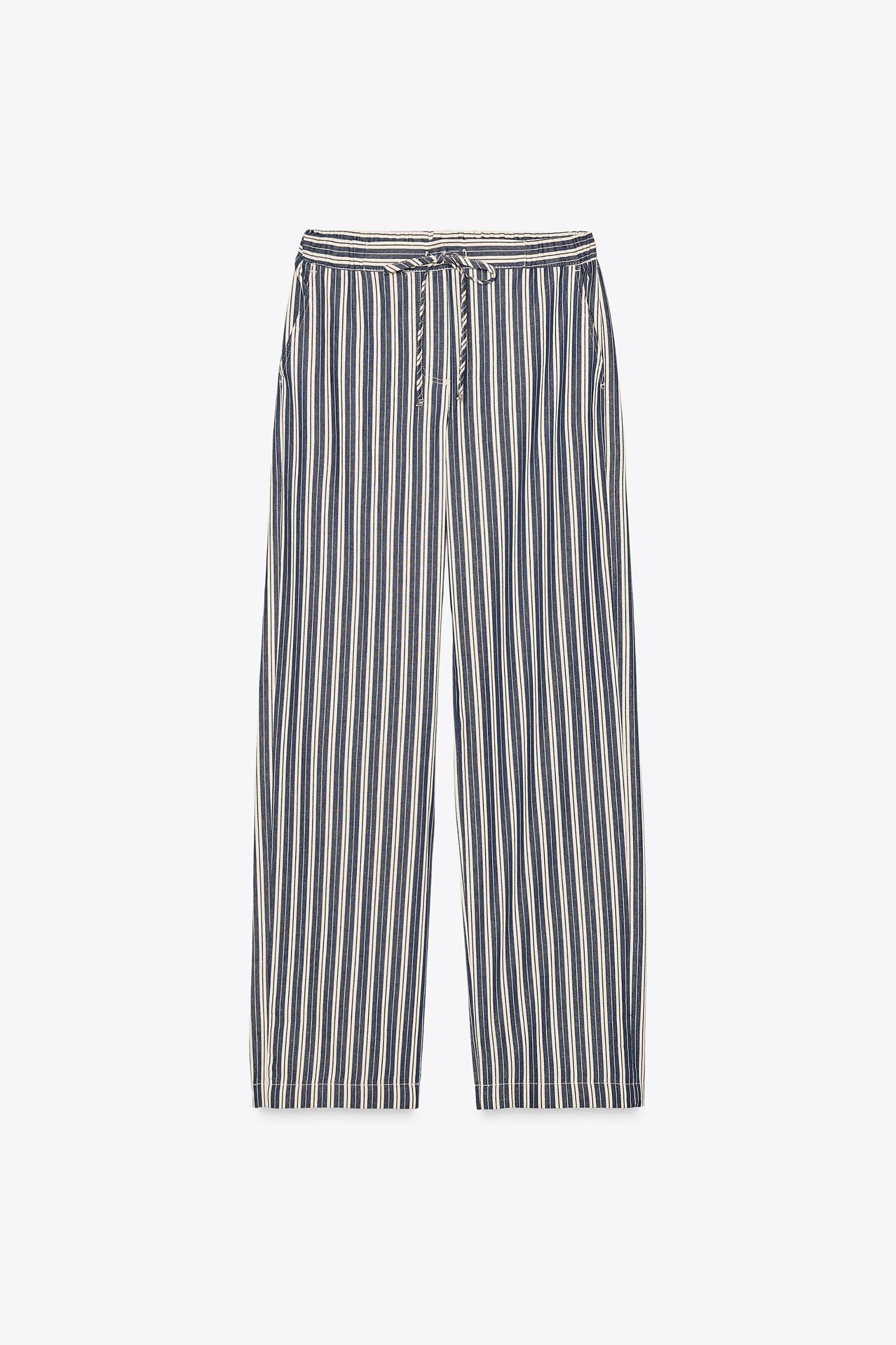 STRIPED WIDE LEG PANTS Product Image