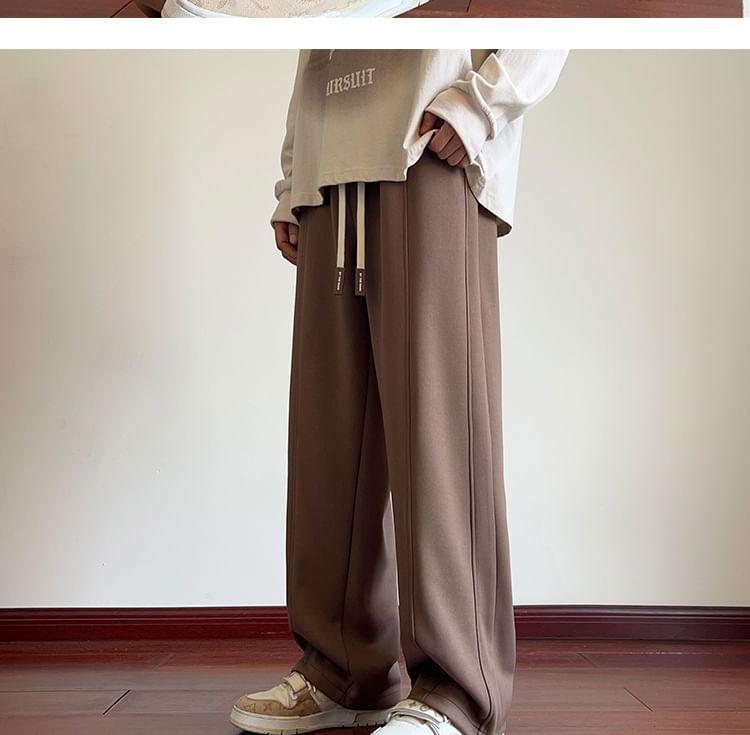 Mid Waist Plain Wide Leg Pants Product Image