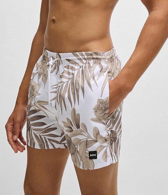 Hugo Boss Piranha Tropical Printed 5#double; Inseam Swim Trunks Product Image