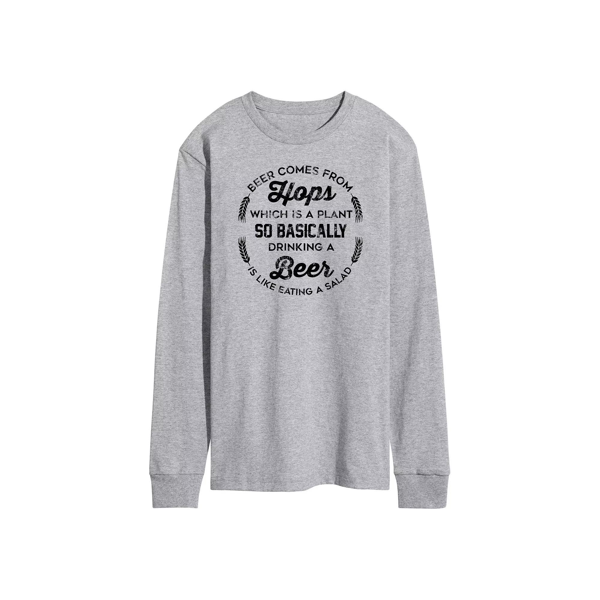 Men's Beer Comes From Hops Long Sleeve Graphic Tee,  Product Image