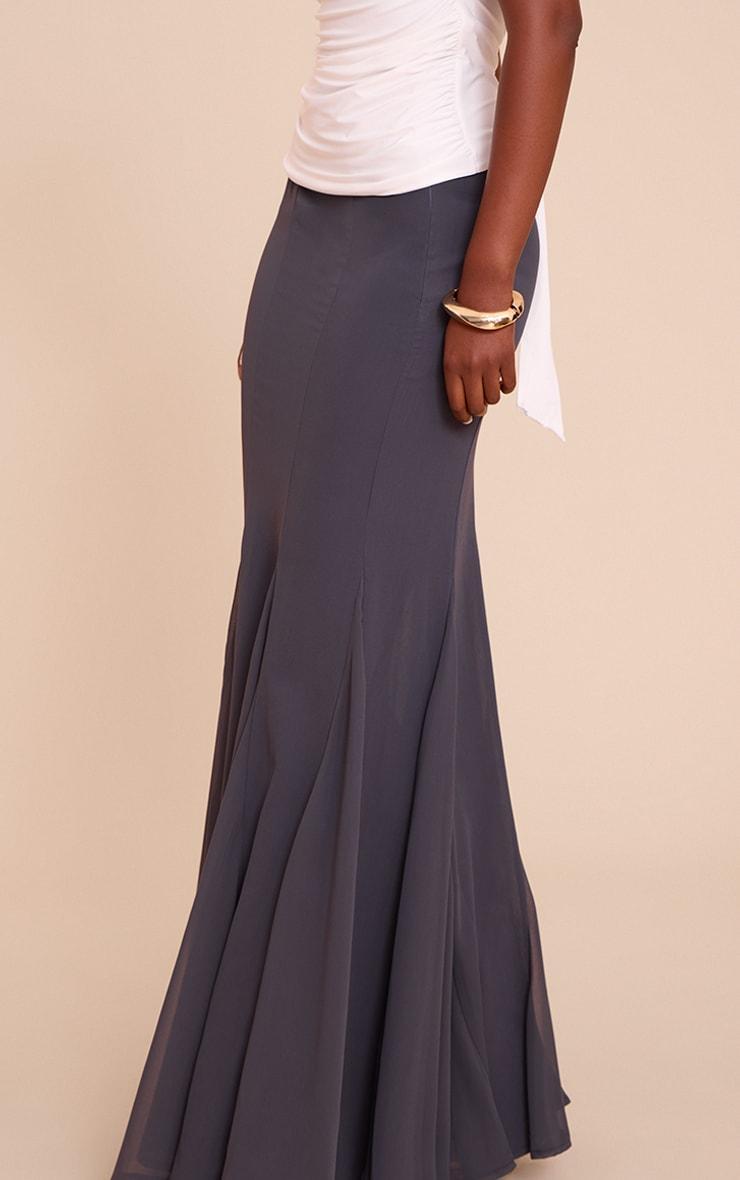 Charcoal Chiffon Godet Hem Maxi Skirt Product Image