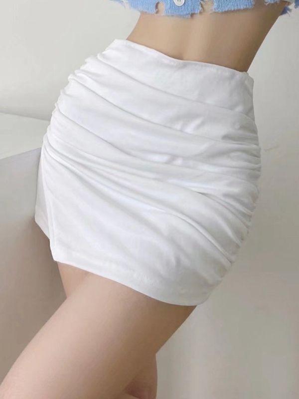 Ruched Split Lined Mini Skirt Product Image