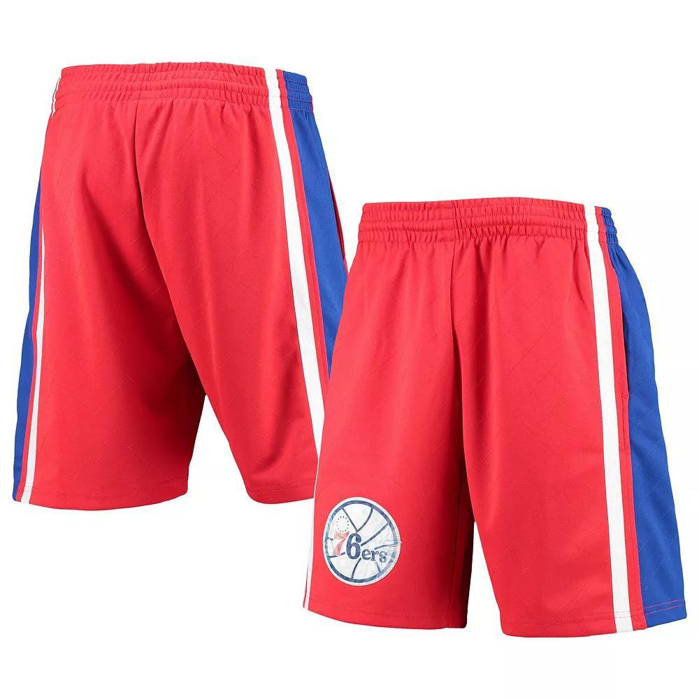 Men's Mitchell & Ness Red Philadelphia 76ers Hardwood Classics 75th Anniversary Swingman Shorts,  Product Image