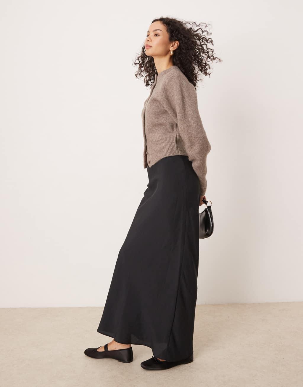 ASOS DESIGN soft touch maxi skirt in black Product Image