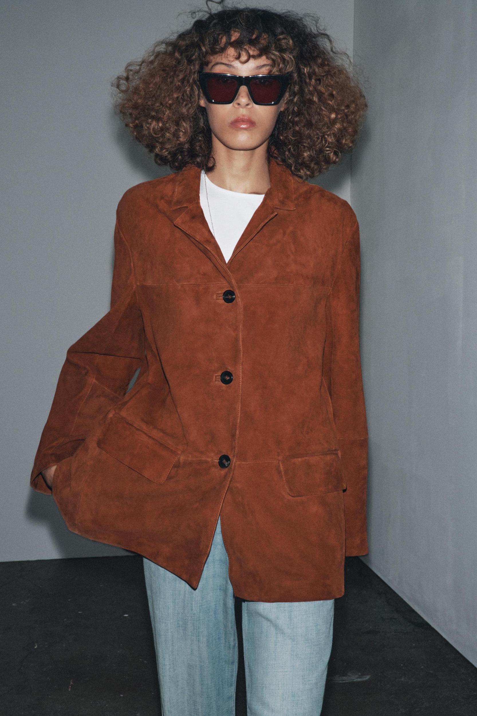 ZW COLLECTION LIMITED EDITION OVERSIZED SUEDE LEATHER BLAZER Product Image