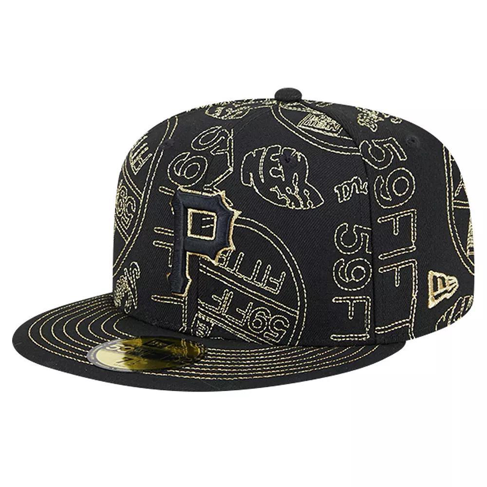 Men's New Era Black Pittsburgh Pirates 59FIFTY Day Allover Fitted Hat,  Product Image