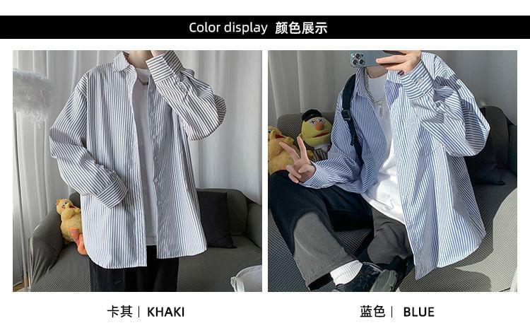 Long Sleeve Striped Button Up Shirt Product Image
