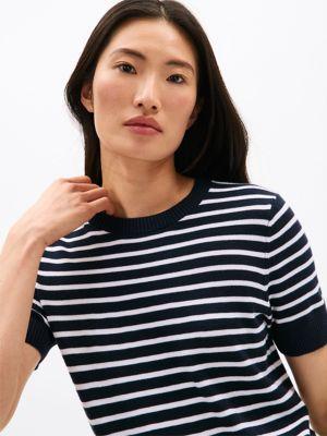Lightweight Stripe Short-Sleeve Sweater Product Image