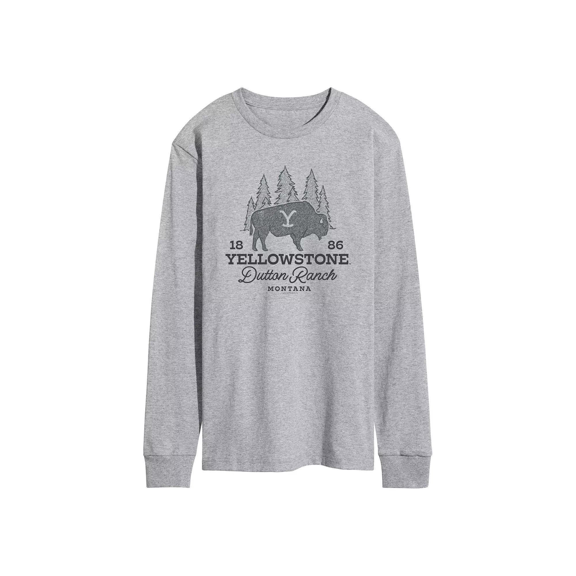 Men's Yellowstone Dutton Ranch Bison Long Sleeve Graphic Tee,  Product Image