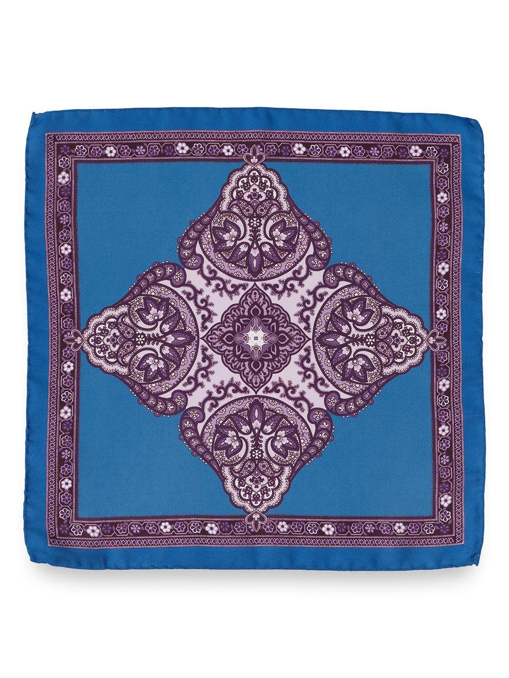 Medallion Silk Pocket Square - Blue/purple Product Image