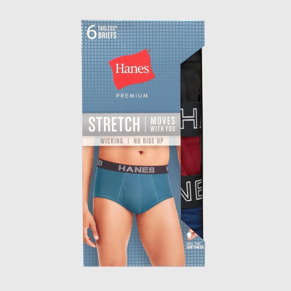 Hanes Premium Mens Stretch Classic Briefs 6pk - Blue/Black/Red Product Image