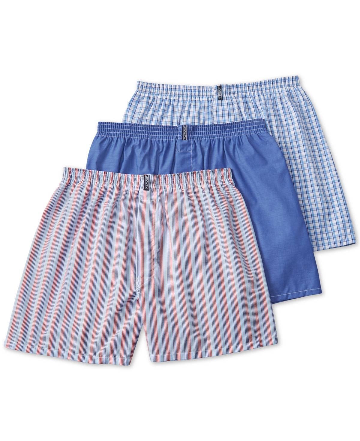 Men's Jockey® 3-pack Classic Full-Cut Woven Boxers, Size: Medium, Blue Orange Stripe Product Image